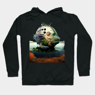 The Armored Angler: The Future of Fish on a Dark Background Hoodie